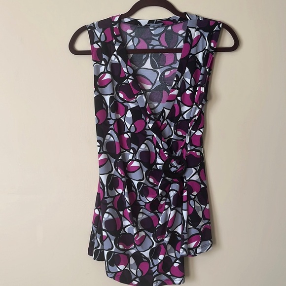 CAROLE LITTLE WOMENS V-NECK PURPLE FASHION TANK TOP WITH MOCK BELT SMALL - Picture 1 of 5